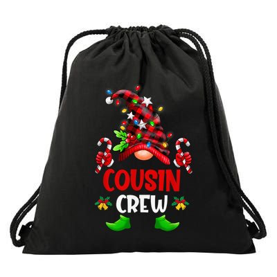 Cousin Crew Gnome Christmas Buffalo Plaid Family Matching Drawstring Bag