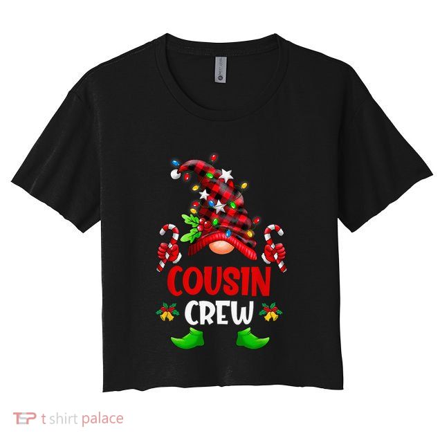 Cousin Crew Gnome Christmas Buffalo Plaid Family Matching Crop Top