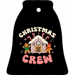 Christmas Crew Gingerbread In Candy House Cute Xmas Ceramic Bell Ornament