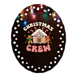 Christmas Crew Gingerbread In Candy House Cute Xmas Ceramic Oval Ornament