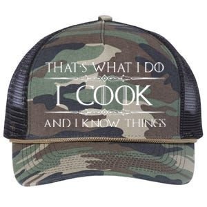 Chef Cook Gifts I Cook I Know Things Funny Cooking Retro Rope Trucker Hat Cap