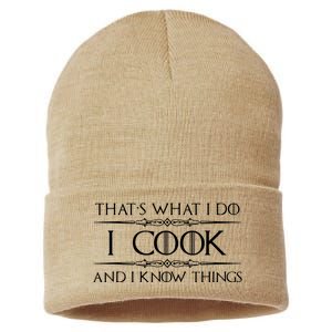 Chef Cook Gifts I Cook I Know Things Funny Cooking Sustainable Knit Beanie