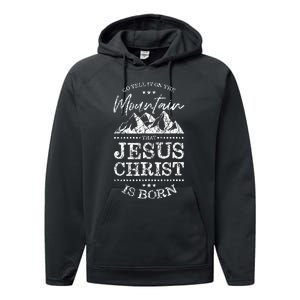 Christian Christmas Graphic S Go Tell It On The Mountain Performance Fleece Hoodie