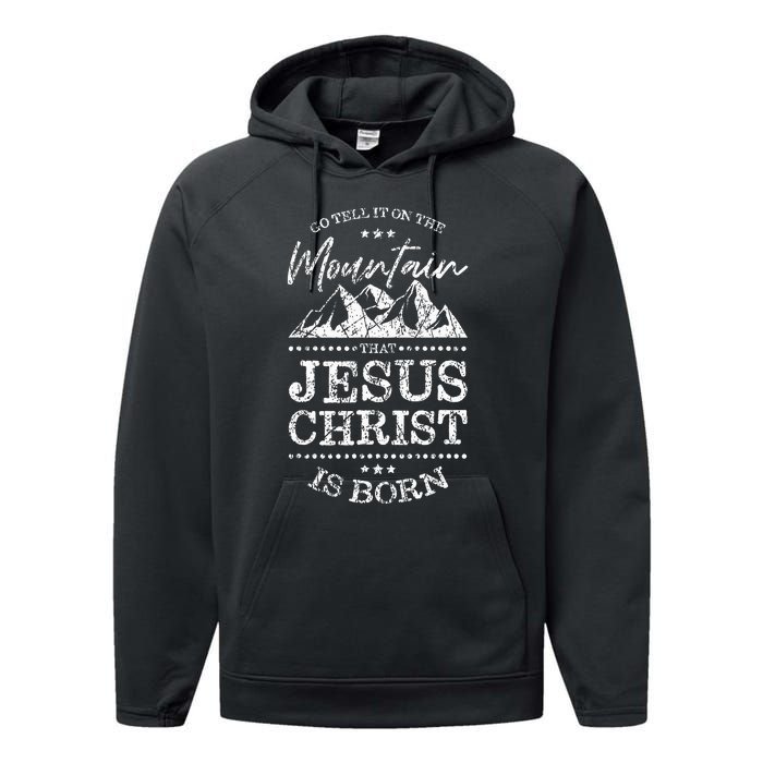 Christian Christmas Graphic S Go Tell It On The Mountain Performance Fleece Hoodie