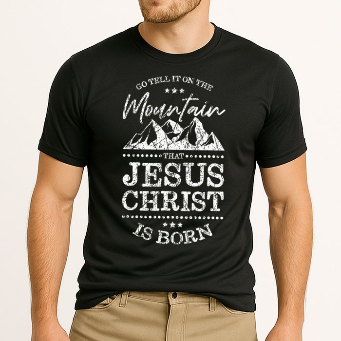 Christian Christmas Graphic S Go Tell It On The Mountain Performance Shirt