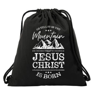 Christian Christmas Graphic S Go Tell It On The Mountain Drawstring Bag