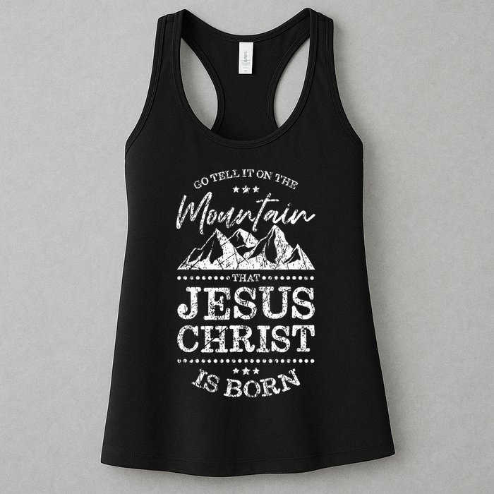 Christian Christmas Graphic S Go Tell It On The Mountain Womens Tank Top