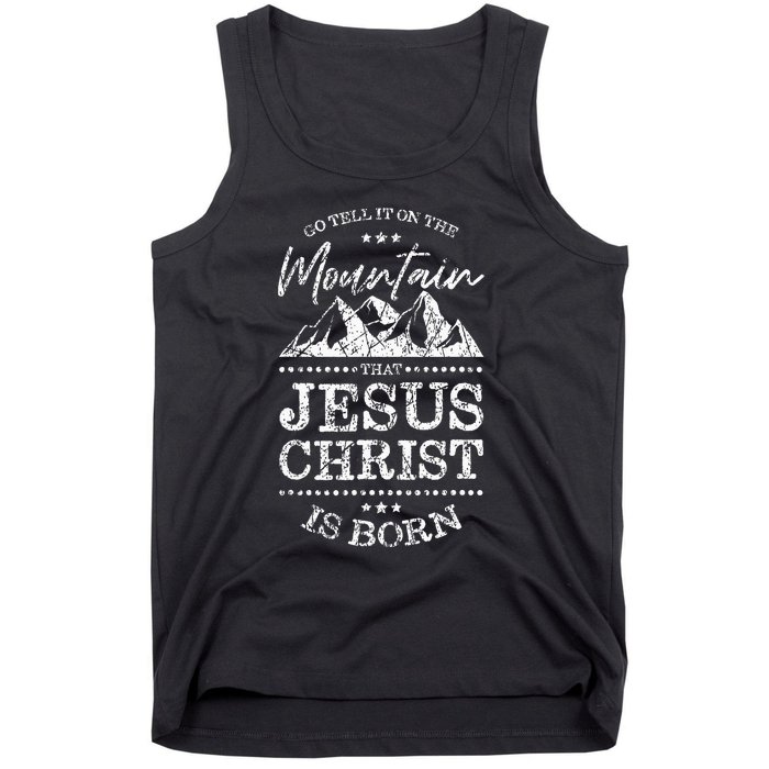 Christian Christmas Graphic S Go Tell It On The Mountain Tank Top