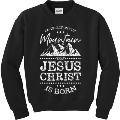 Christian Christmas Graphic S Go Tell It On The Mountain Kids Sweatshirt