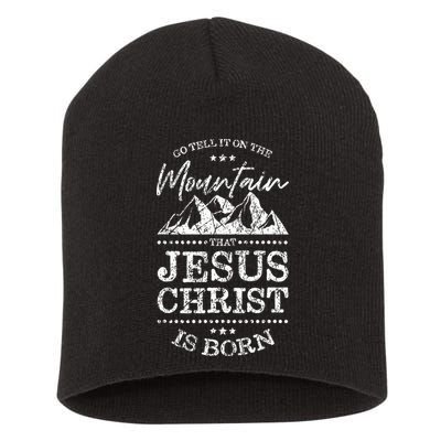 Christian Christmas Graphic S Go Tell It On The Mountain Short Acrylic Beanie