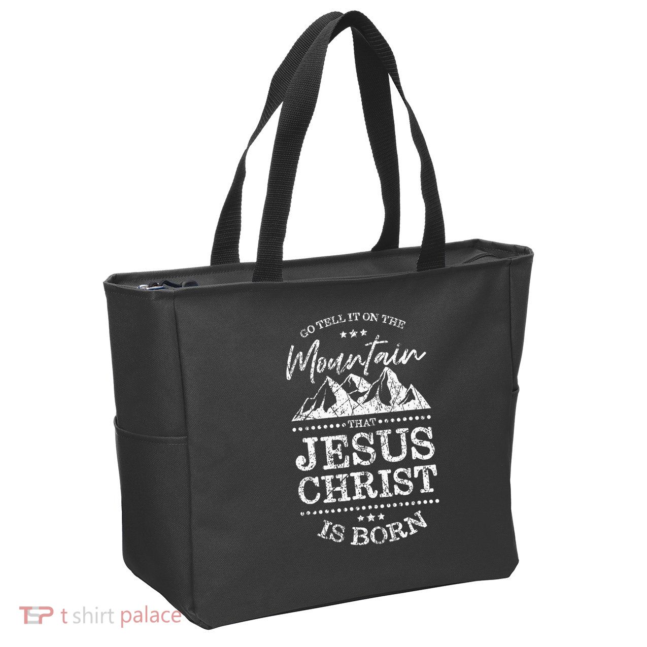 Christian Christmas Graphic S Go Tell It On The Mountain Zip Tote Bag