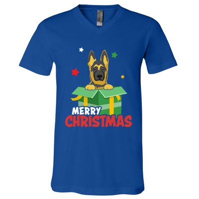 Cute Christmas Ger Shepherd Santa Dog Lovers Merry Xmas Funny Gift V-Neck T-Shirt