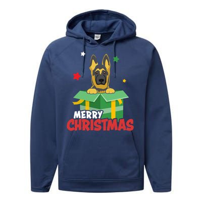 Cute Christmas Ger Shepherd Santa Dog Lovers Merry Xmas Funny Gift Performance Fleece Hoodie