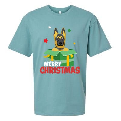 Cute Christmas Ger Shepherd Santa Dog Lovers Merry Xmas Funny Gift Sueded Cloud Jersey T-Shirt