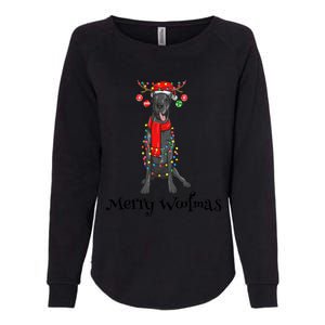 Christmas Cute Great Dane Dog Holiday Lights Merry Woofmas Gift Womens California Wash Sweatshirt