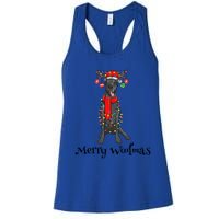 Christmas Cute Great Dane Dog Holiday Lights Merry Woofmas Gift Women's Racerback Tank