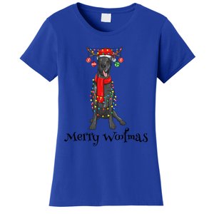 Christmas Cute Great Dane Dog Holiday Lights Merry Woofmas Gift Women's T-Shirt