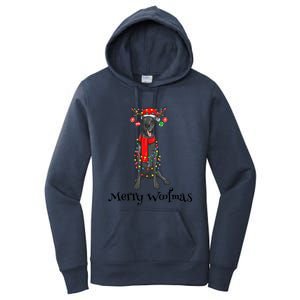 Christmas Cute Great Dane Dog Holiday Lights Merry Woofmas Gift Women's Pullover Hoodie