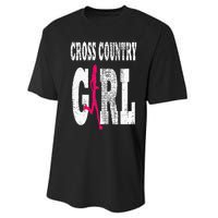 Cross Country Girl Runner Silhouette Sport Gift Performance Sprint T-Shirt