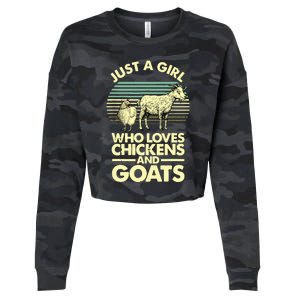 Cool Chicken Goat For Women Girl Chicken Farmer Goat Lovers Cropped Pullover Crew