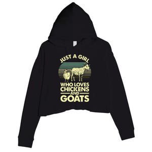 Cool Chicken Goat For Women Girl Chicken Farmer Goat Lovers Crop Fleece Hoodie