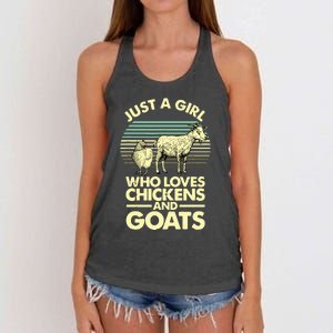 Cool Chicken Goat For Women Girl Chicken Farmer Goat Lovers Women's Knotted Racerback Tank