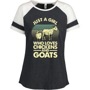 Cool Chicken Goat For Women Girl Chicken Farmer Goat Lovers Enza Ladies Jersey Colorblock Tee