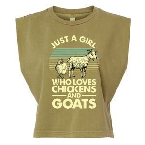 Cool Chicken Goat For Women Girl Chicken Farmer Goat Lovers Garment-Dyed Women's Muscle Tee