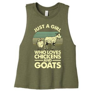 Cool Chicken Goat For Women Girl Chicken Farmer Goat Lovers Women's Racerback Cropped Tank