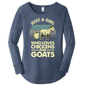 Cool Chicken Goat For Women Girl Chicken Farmer Goat Lovers Women's Perfect Tri Tunic Long Sleeve Shirt