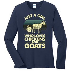 Cool Chicken Goat For Women Girl Chicken Farmer Goat Lovers Ladies Long Sleeve Shirt