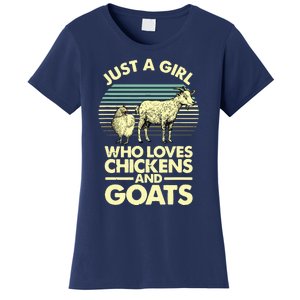 Cool Chicken Goat For Women Girl Chicken Farmer Goat Lovers Women's T-Shirt