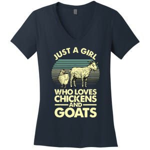 Cool Chicken Goat For Women Girl Chicken Farmer Goat Lovers Women's V-Neck T-Shirt