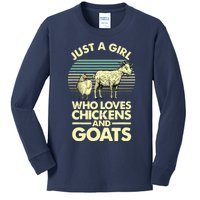 Cool Chicken Goat For Women Girl Chicken Farmer Goat Lovers Kids Long Sleeve Shirt