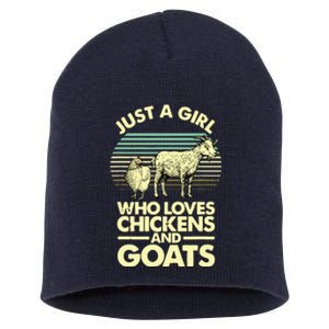 Cool Chicken Goat For Women Girl Chicken Farmer Goat Lovers Short Acrylic Beanie