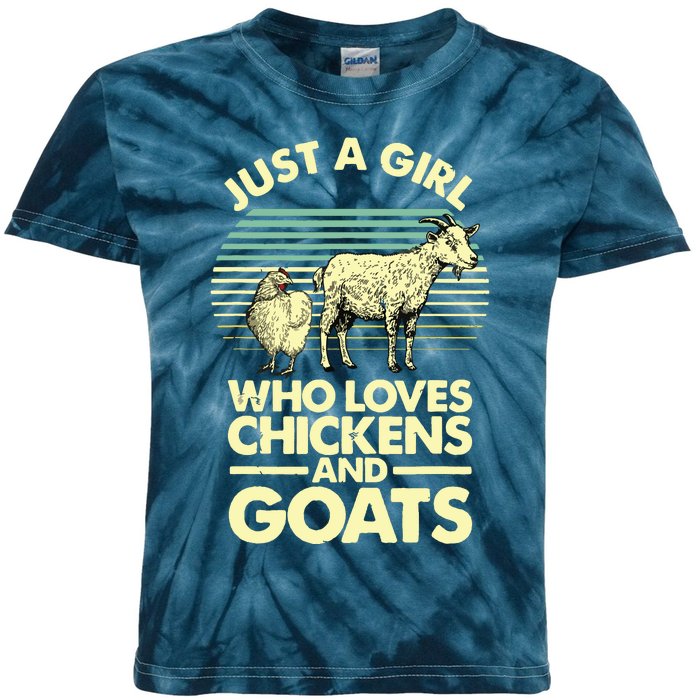 Cool Chicken Goat For Women Girl Chicken Farmer Goat Lovers Kids Tie-Dye T-Shirt