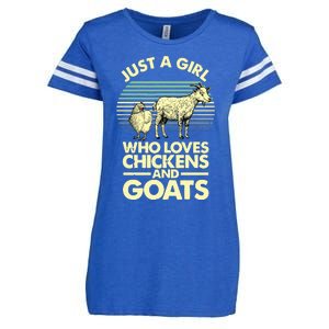 Cool Chicken Goat For Women Girl Chicken Farmer Goat Lovers Enza Ladies Jersey Football T-Shirt