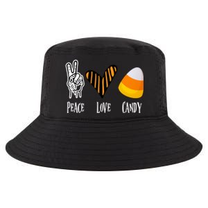 Candy Corn Gift Peace Love Fall Halloween Gift Cool Comfort Performance Bucket Hat