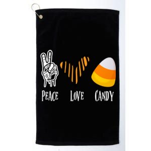 Candy Corn Gift Peace Love Fall Halloween Gift Platinum Collection Golf Towel