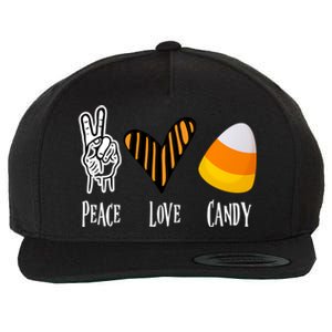 Candy Corn Gift Peace Love Fall Halloween Gift Wool Snapback Cap