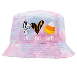 Candy Corn Gift Peace Love Fall Halloween Gift Tie-Dyed Bucket Hat