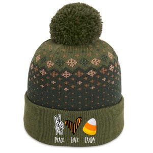 Candy Corn Gift Peace Love Fall Halloween Gift The Baniff Cuffed Pom Beanie