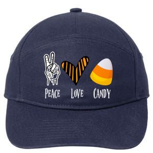 Candy Corn Gift Peace Love Fall Halloween Gift 7-Panel Snapback Hat