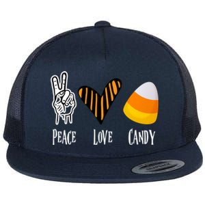 Candy Corn Gift Peace Love Fall Halloween Gift Flat Bill Trucker Hat