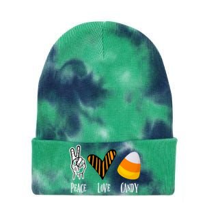 Candy Corn Gift Peace Love Fall Halloween Gift Tie Dye 12in Knit Beanie