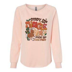 Cowboy Christmas Giddy Up Jingle Horse Pick Up Your Feet Howdy Womens California Wash Sweatshirt