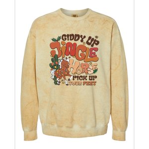 Cowboy Christmas Giddy Up Jingle Horse Pick Up Your Feet Howdy Colorblast Crewneck Sweatshirt