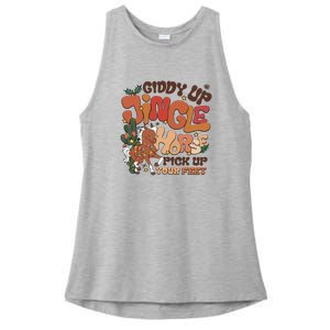 Cowboy Christmas Giddy Up Jingle Horse Pick Up Your Feet Howdy Ladies PosiCharge Tri-Blend Wicking Tank