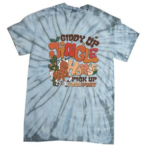 Cowboy Christmas Giddy Up Jingle Horse Pick Up Your Feet Howdy Tie-Dye T-Shirt