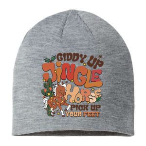 Cowboy Christmas Giddy Up Jingle Horse Pick Up Your Feet Howdy Sustainable Beanie